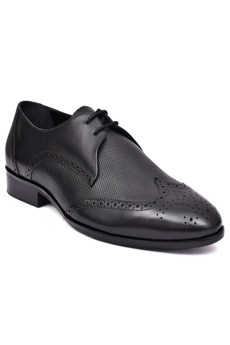 EZRO Men Premium Black Brogue Leather Shoes