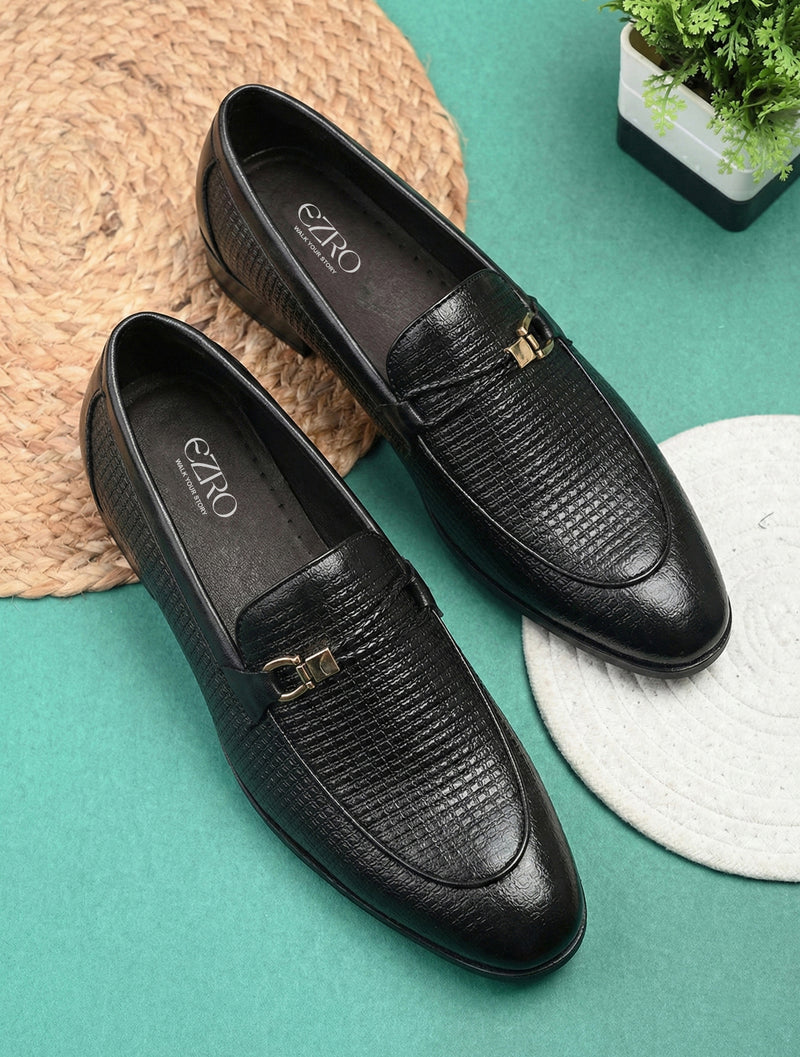 EZRO Men’s Black Stylish Moccasins – Comfortable & Elegant Slip-On Shoes for Casual, Office & Everyday Wear