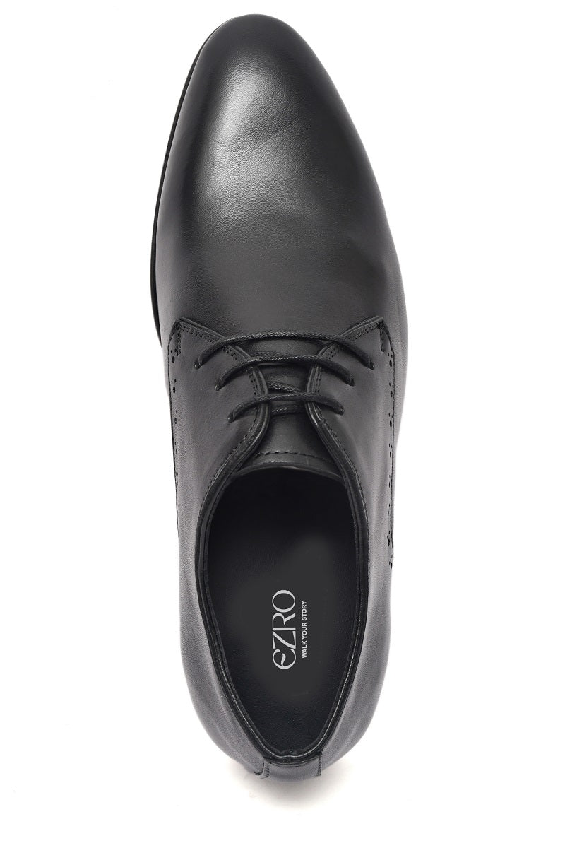 EZRO Classic Black Leather Derby Dress Shoes for Men