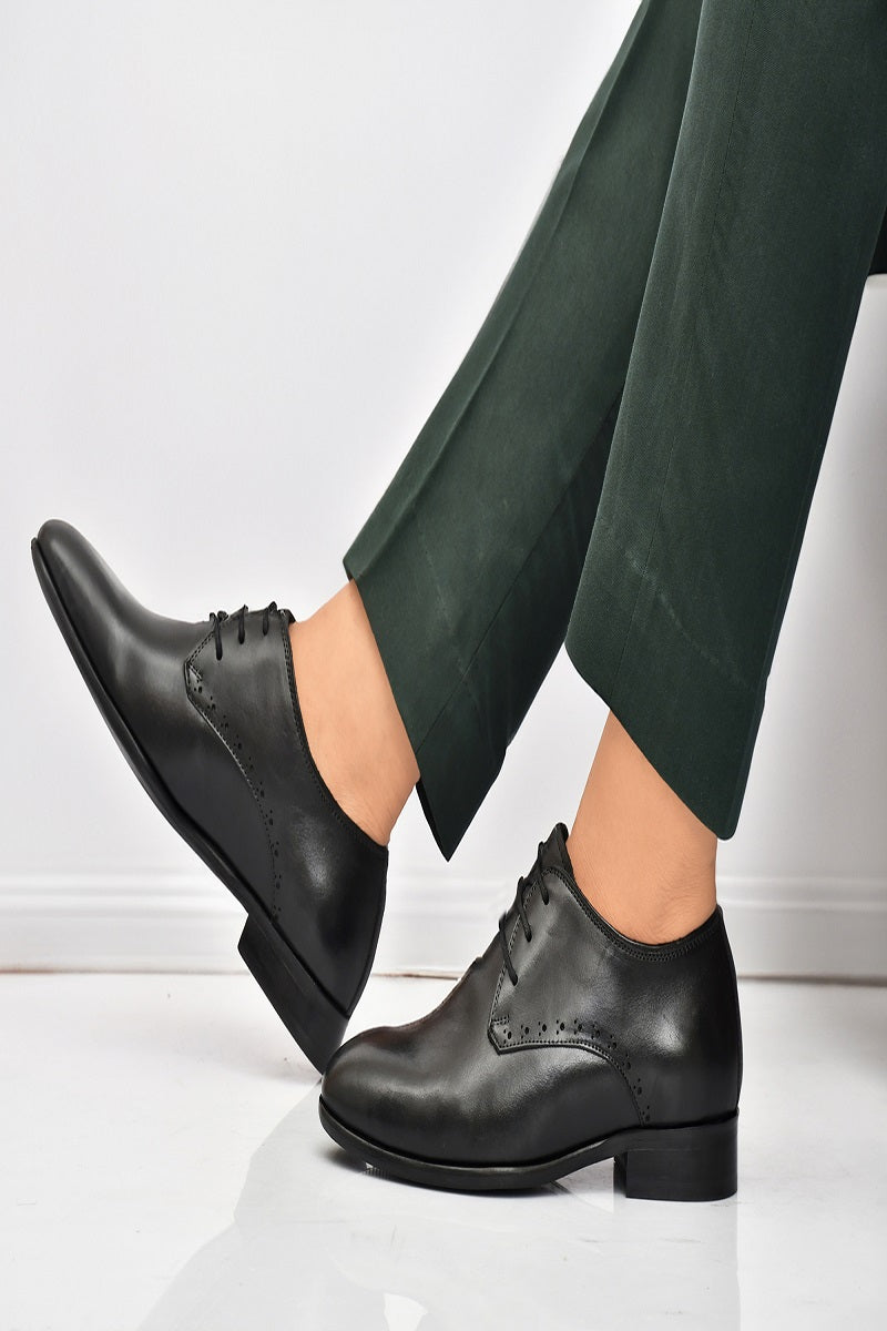 EZRO Classic Black Leather Derby Dress Shoes for Men