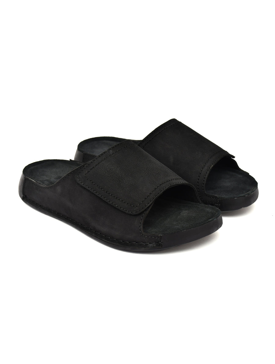 EZRO Men Black Comfort Slide Slippers | Soft Cushioned Open-Toe Slip-On Sandals for Daily Wear