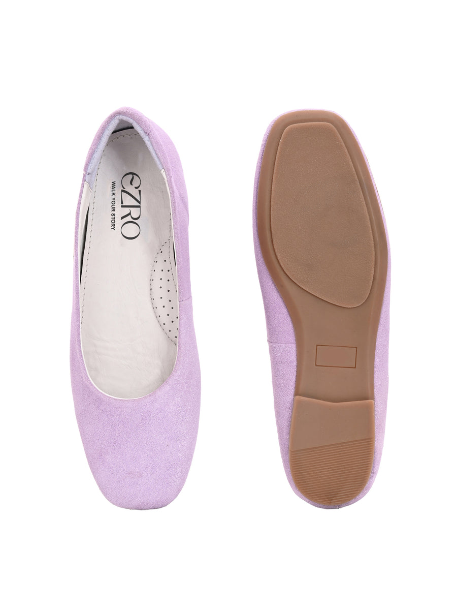 EZRO Women Comfortable Purple Ballerina Flats