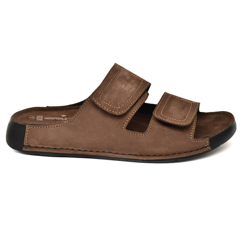 EZRO Men Brown Adjustable Comfort Slippers | Premium Dual Strap Casual Slide Slippers for Indoor & Outdoor Wear