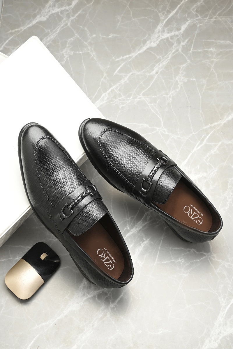 EZRO Men Premium Black Loafers | Comfortable Slip-On Casual, Office & Party Shoes for Men