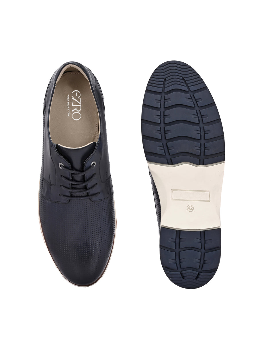 EZRO Men Navy Blue Premium Lace-Up Sneakers | Lightweight Casual, Office & Everyday Comfort Shoes