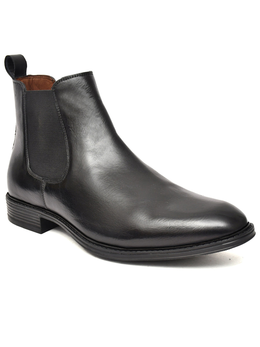 EZRO Men Black Chelsea Boots | Premium Leather Slip-On Ankle Boots for Formal, Office & Casual Wear