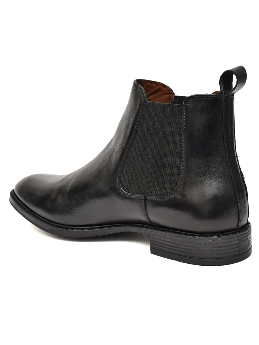 EZRO Men Black Chelsea Boots | Premium Leather Slip-On Ankle Boots for Formal, Office & Casual Wear