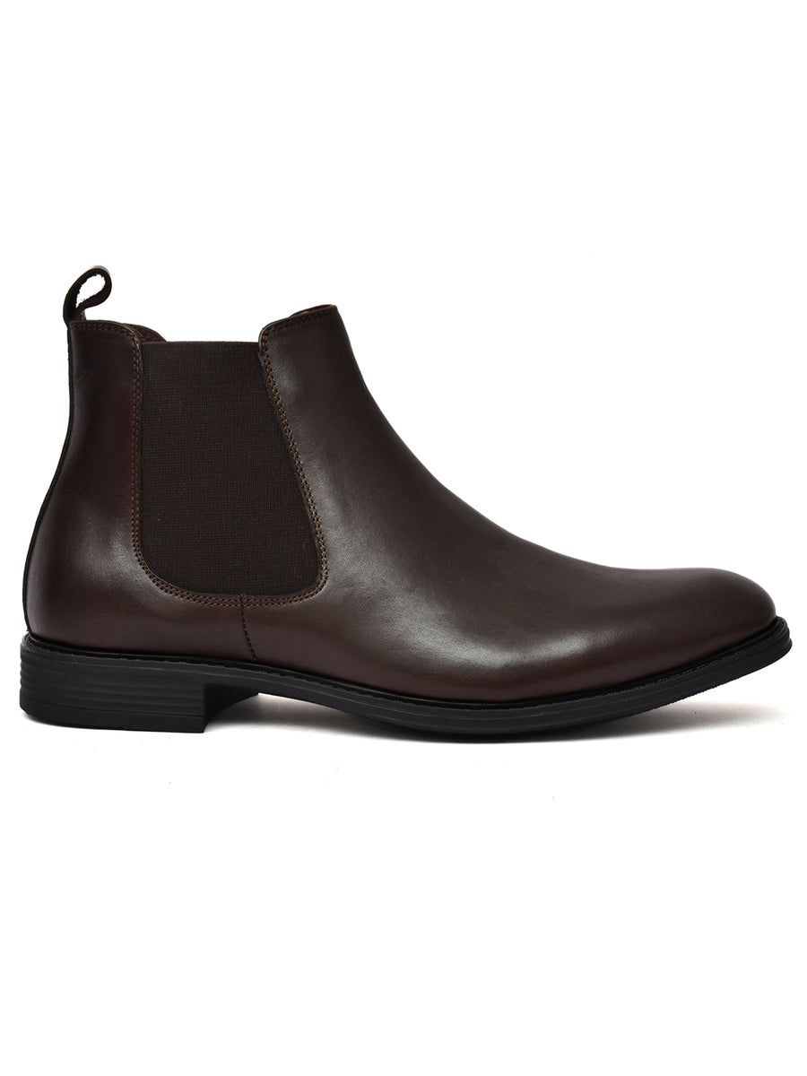 EZRO Men Brown Chelsea Boots | Premium Leather Slip-On Ankle Boots for Formal, Office & Casual Wear