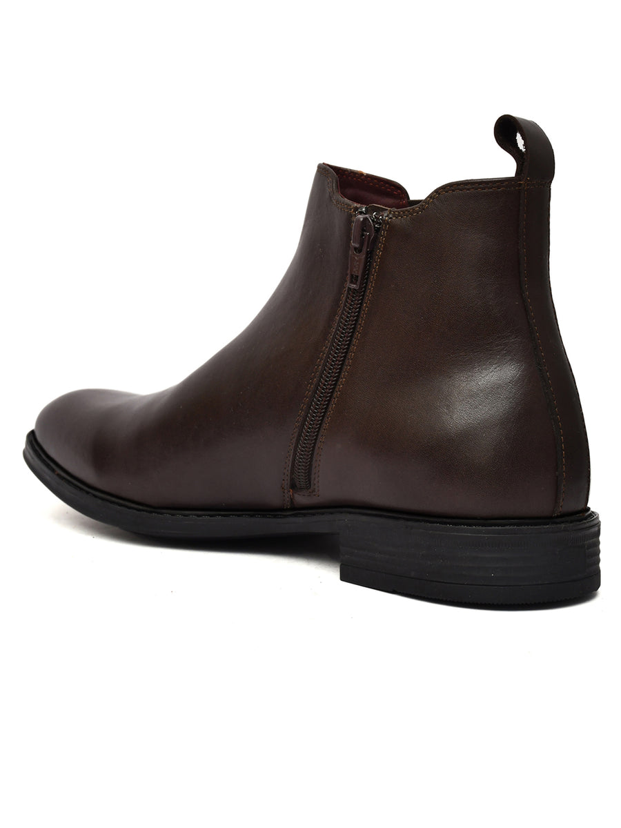 EZRO Men Brown Chelsea Boots | Premium Leather Slip-On Ankle Boots for Formal, Office & Casual Wear