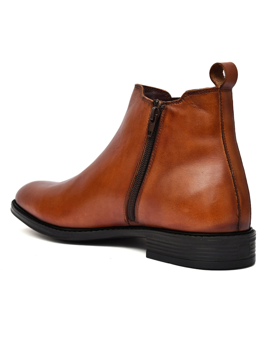EZRO Men Tan Chelsea Boots | Premium Leather Slip-On Ankle Boots for Formal, Office & Casual Wear