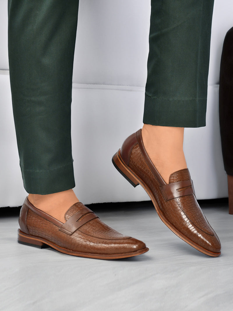 EZRO Men Brown Loafers | Premium Slip-On Casual & Formal Shoes for Everyday Comfort
