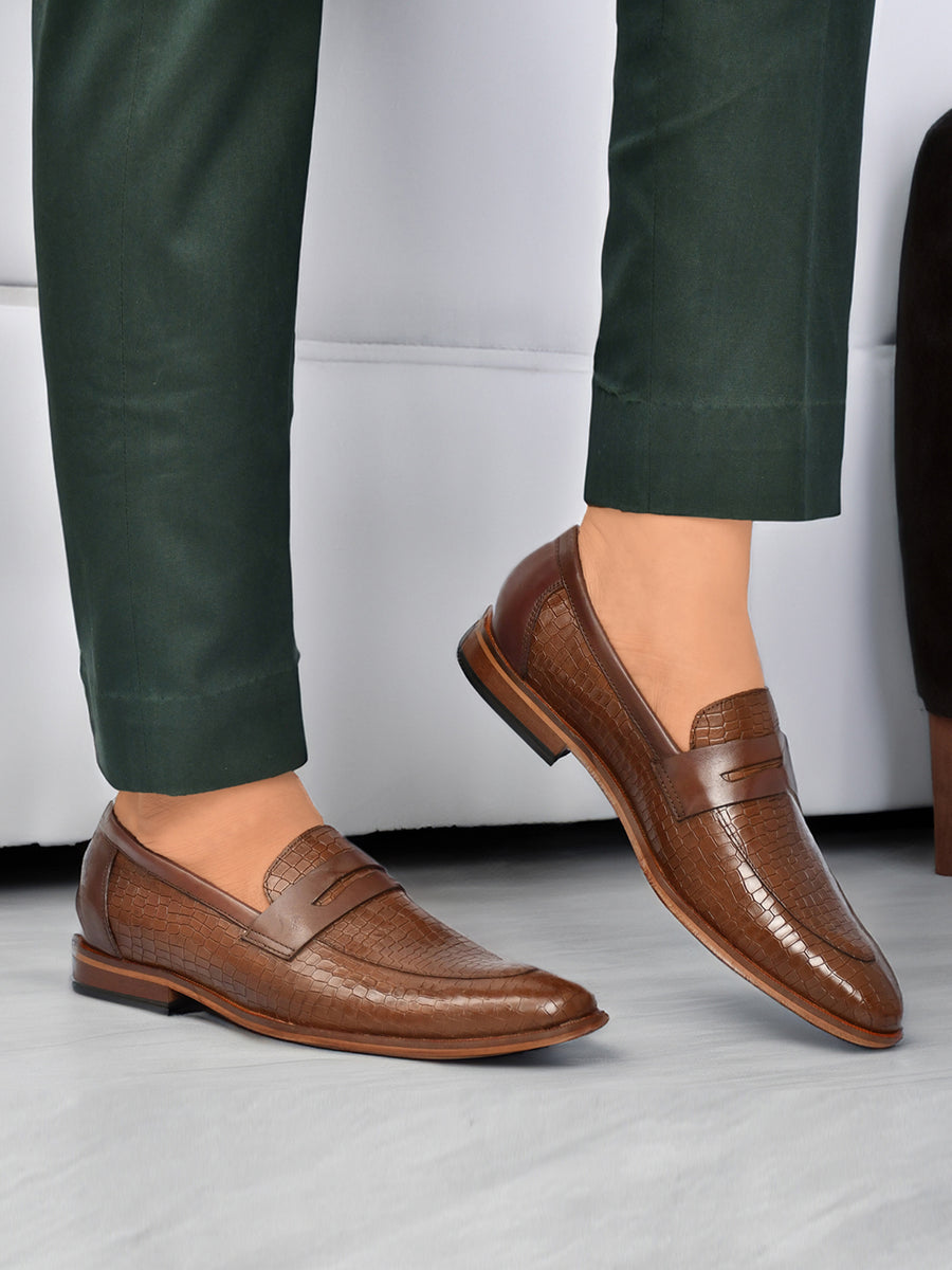 EZRO Men Brown Loafers | Premium Slip-On Casual & Formal Shoes for Everyday Comfort