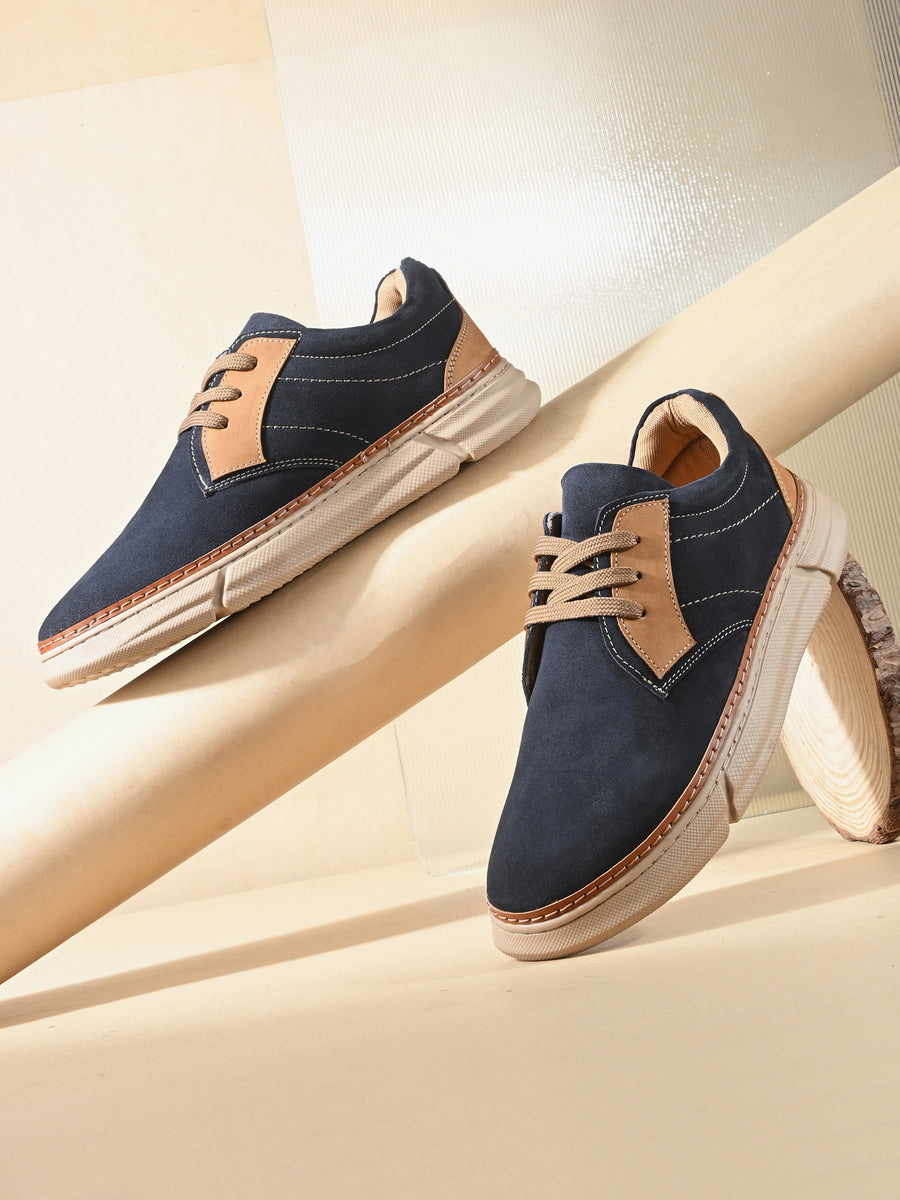 EZRO Men Navy Blue Casual Sneakers with Lace-Up Closure | Stylish Everyday Shoes