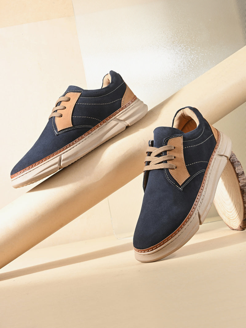 EZRO Men Navy Blue Casual Sneakers with Lace-Up Closure | Stylish Everyday Shoes