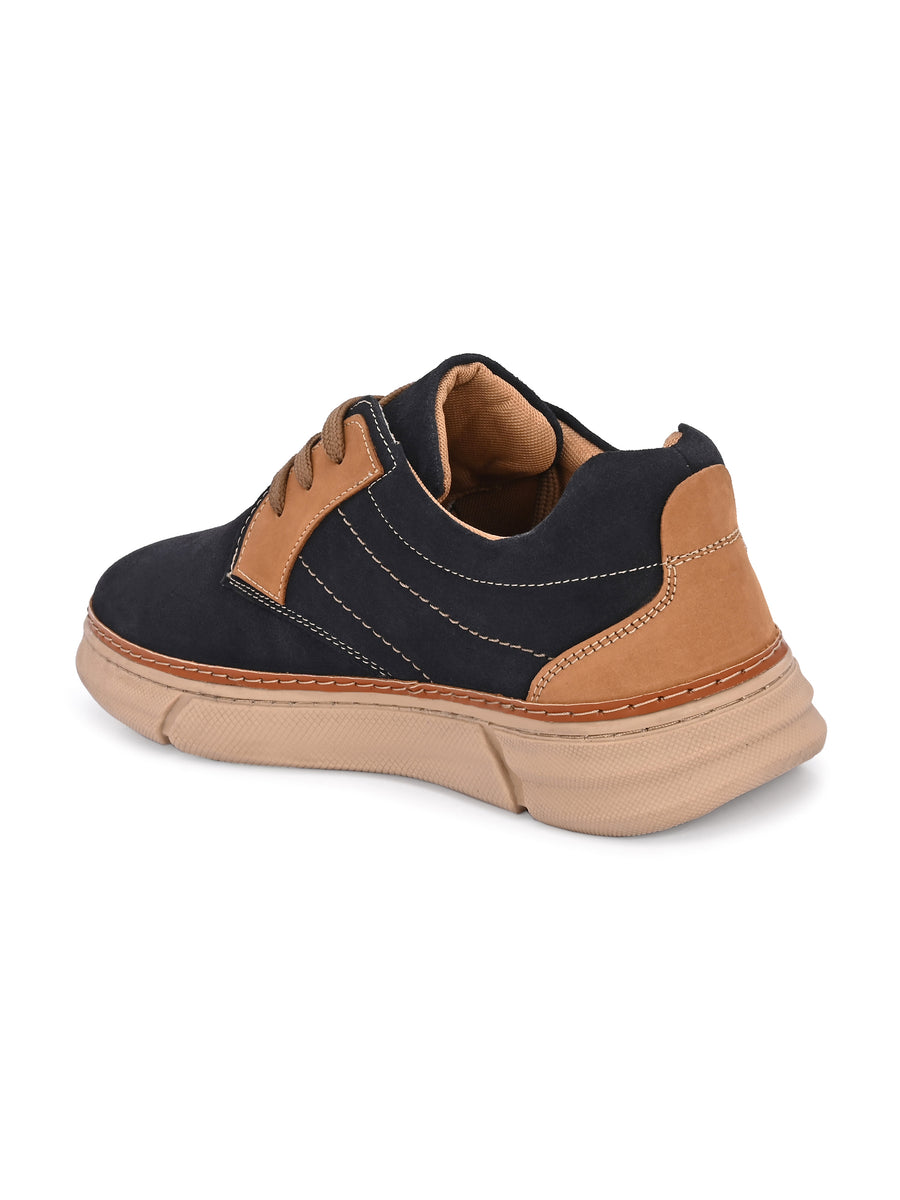EZRO Men Navy Blue Casual Sneakers with Lace-Up Closure | Stylish Everyday Shoes