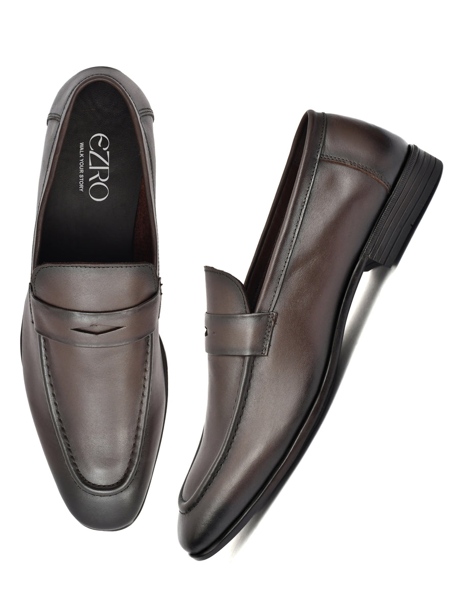 EZRO Elegant Brown Loafers, Effortless Confidence Moccasins for Men