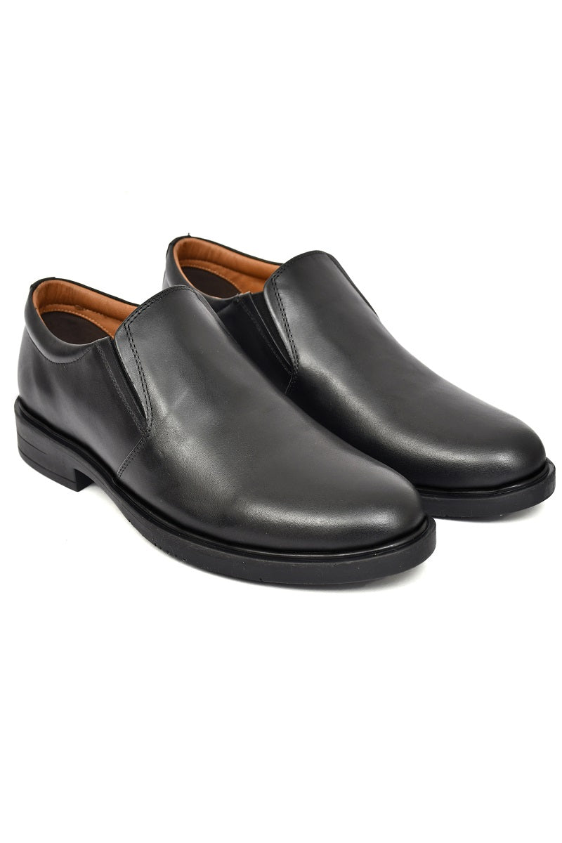 EZRO Men Classic Black Leather Slip-On Formal Shoes