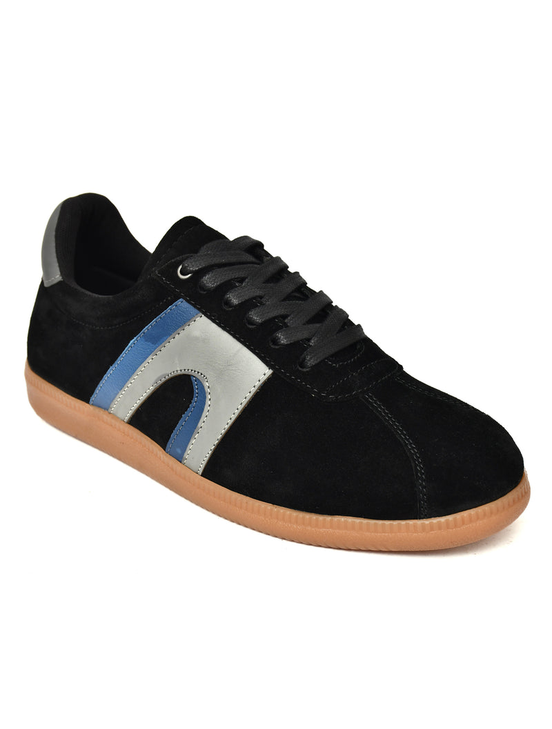 EZRO Men’s Casual Black Lace-Up Sneakers – Stylish Low-Top Everyday Shoes