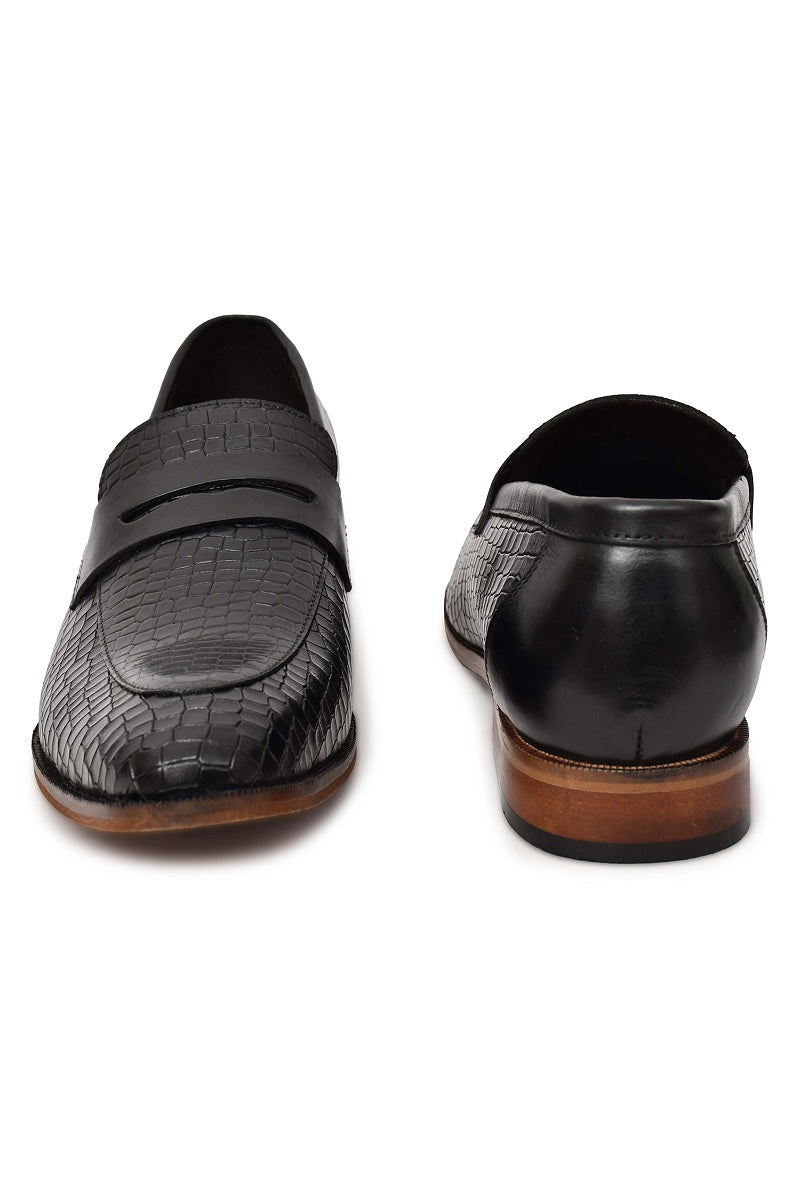EZRO Men Black Loafers | Premium Slip-On Casual & Formal Shoes for Everyday Comfort