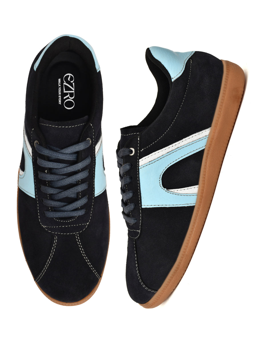 EZRO Men Casual Sky Blue Lace-Up Sneakers – Stylish Low-Top Everyday Shoes