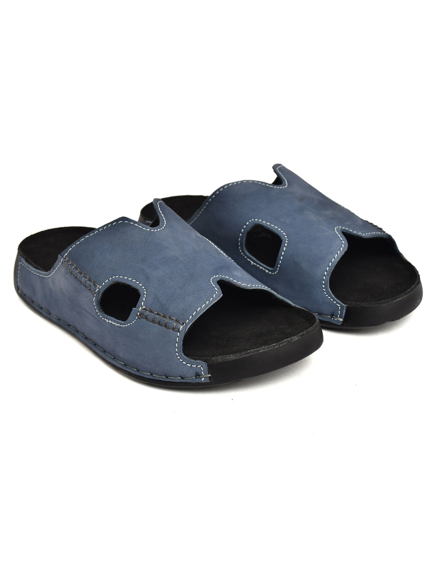 EZRO Men Blue Comfort Slippers | Premium Open-Toe Casual Slip-On Slippers for Home & Everyday Wear