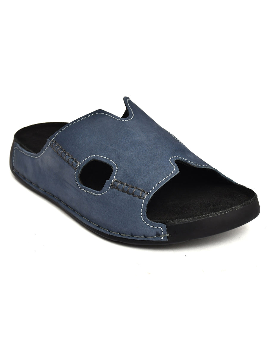 EZRO Men Blue Comfort Slippers | Premium Open-Toe Casual Slip-On Slippers for Home & Everyday Wear