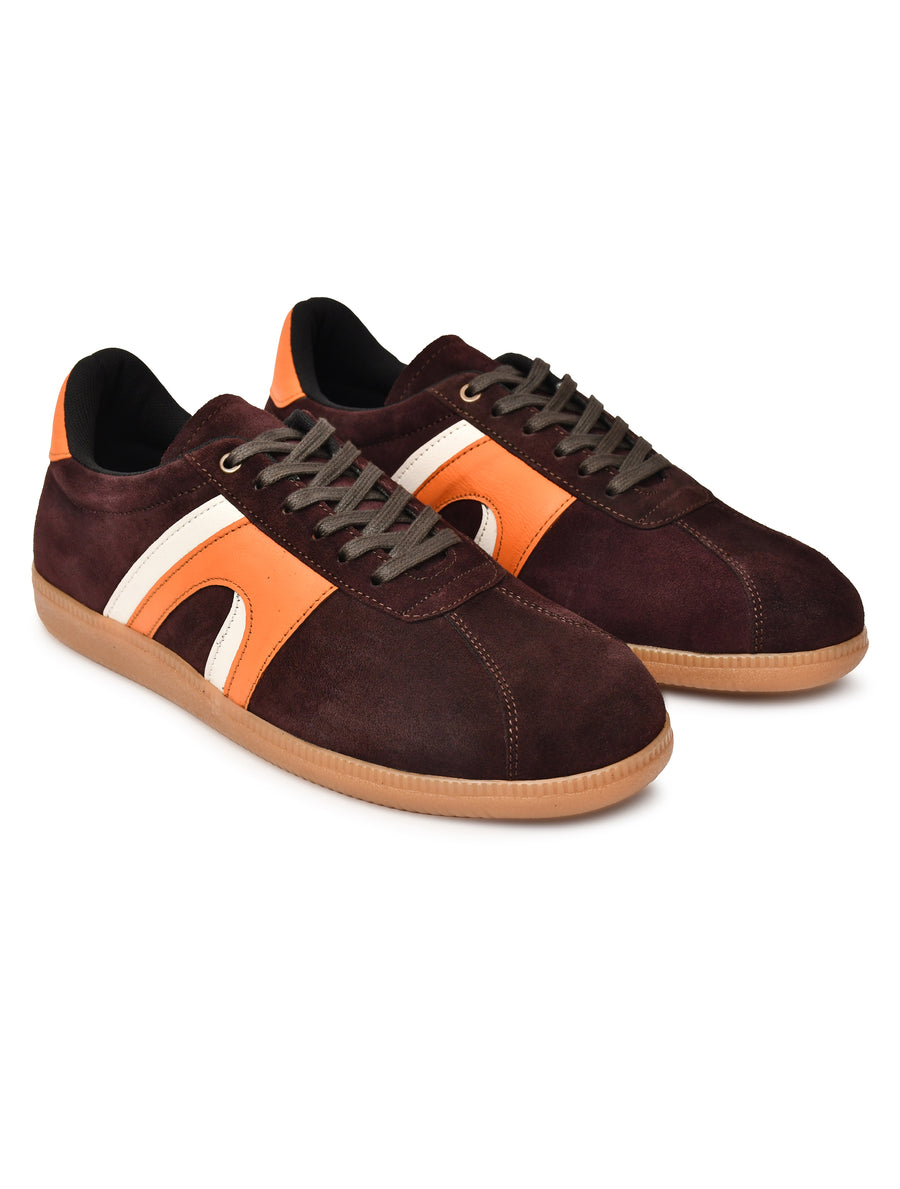 Men’s Casual Coffee Lace-Up Sneakers – Stylish Low-Top Everyday Shoes