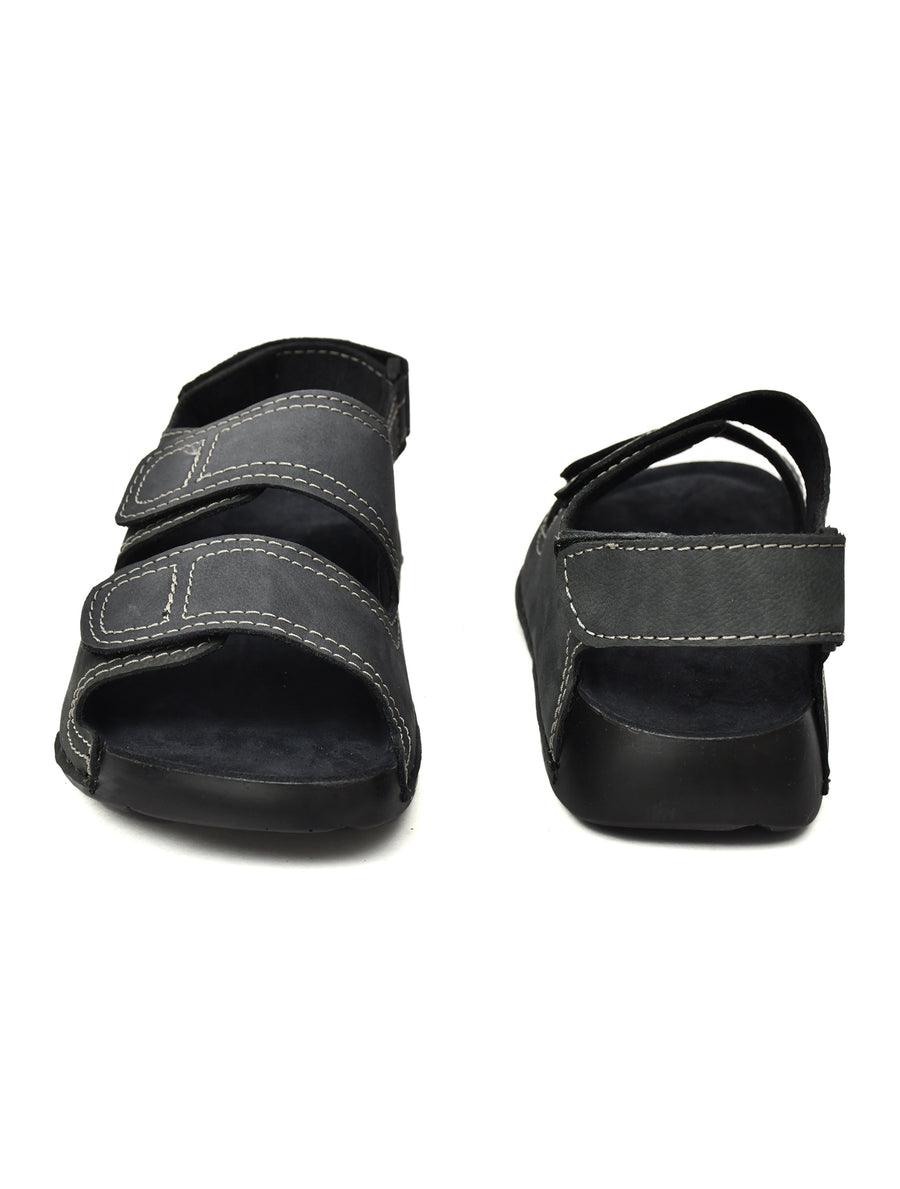 EZRO Men Grey Adjustable Comfort Sandals | Lightweight Hook & Loop Casual Outdoor Walking Sandals