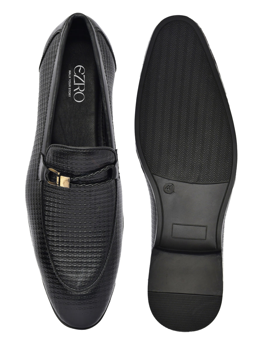 EZRO Men Black Stylish Moccasins – Comfortable & Elegant Slip-On Shoes for Casual, Office & Everyday Wear
