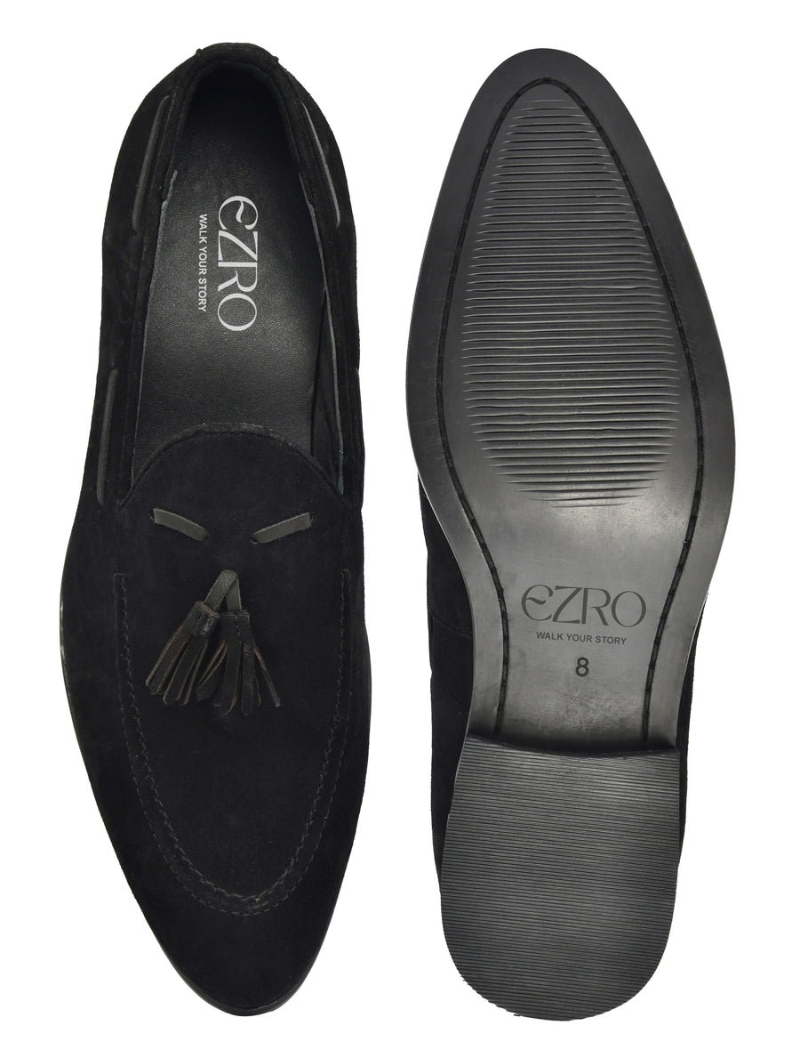 EZRO Men’s Stylish Black Loafers – Comfortable & Elegant Slip-On Shoes for Casual, Office & Everyday Wear