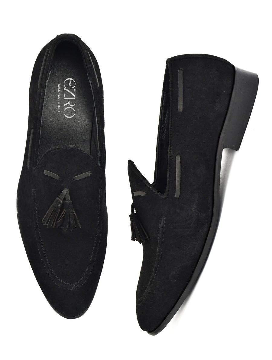EZRO Men’s Stylish Black Loafers – Comfortable & Elegant Slip-On Shoes for Casual, Office & Everyday Wear