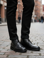 EZRO Men Black Ankle Boots – Stylish & Comfortable Footwear