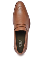 EZRO Men Premium Tan Formal Loafers | Classic Slip-On Business, Office & Wedding Dress Shoes