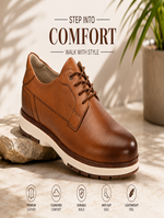 EZRO Men’s Tan Lace-Up Formal Shoes | Stylish Casual Derby Shoes with Comfort Sole