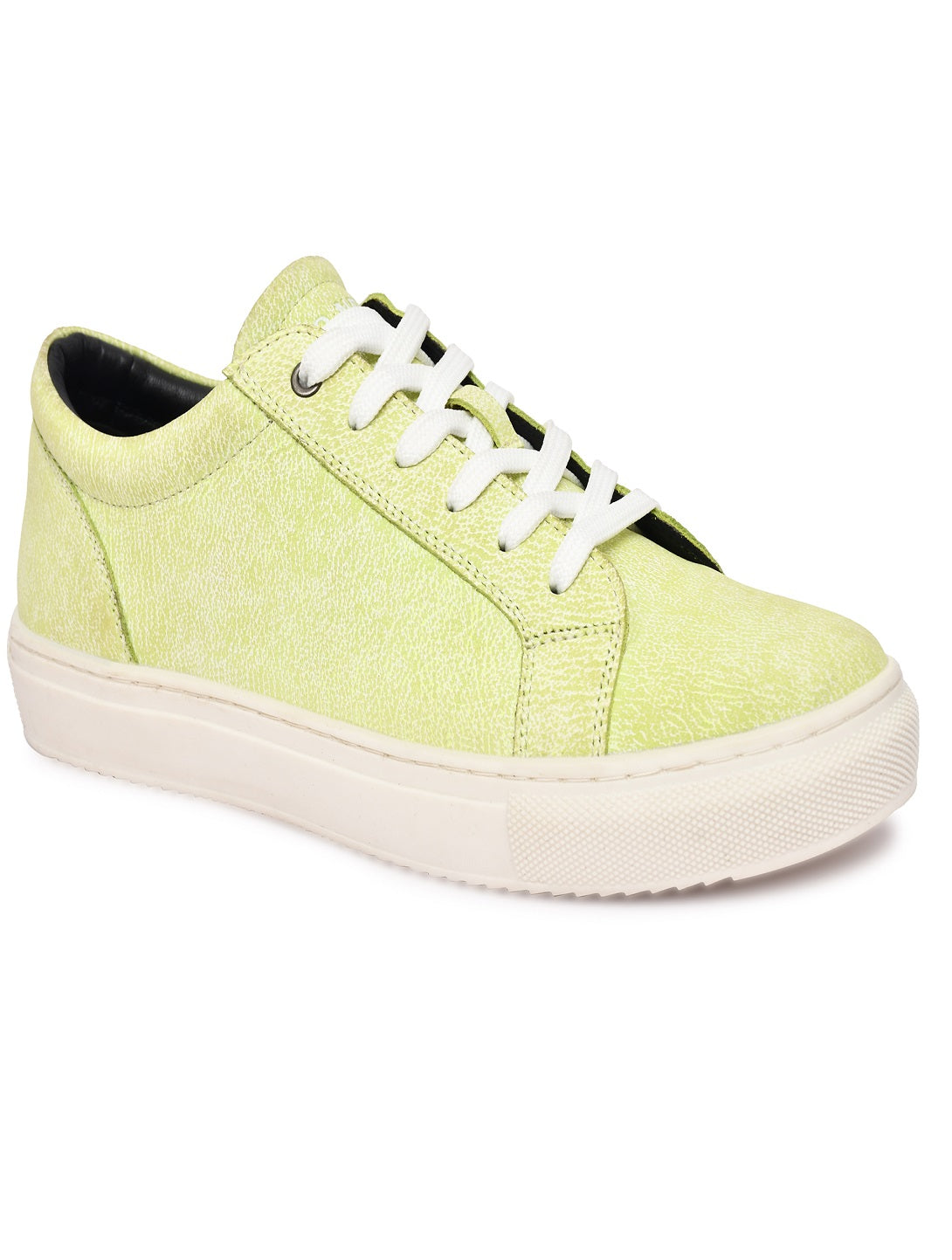 EZRO Men Lime Green Sneakers | Stylish Lace-Up Casual Shoes with Platform Sole