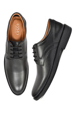 EZRO Classic Black Leather Lace-Up Derby Shoes for Men