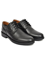 EZRO Classic Black Leather Lace-Up Derby Shoes for Men