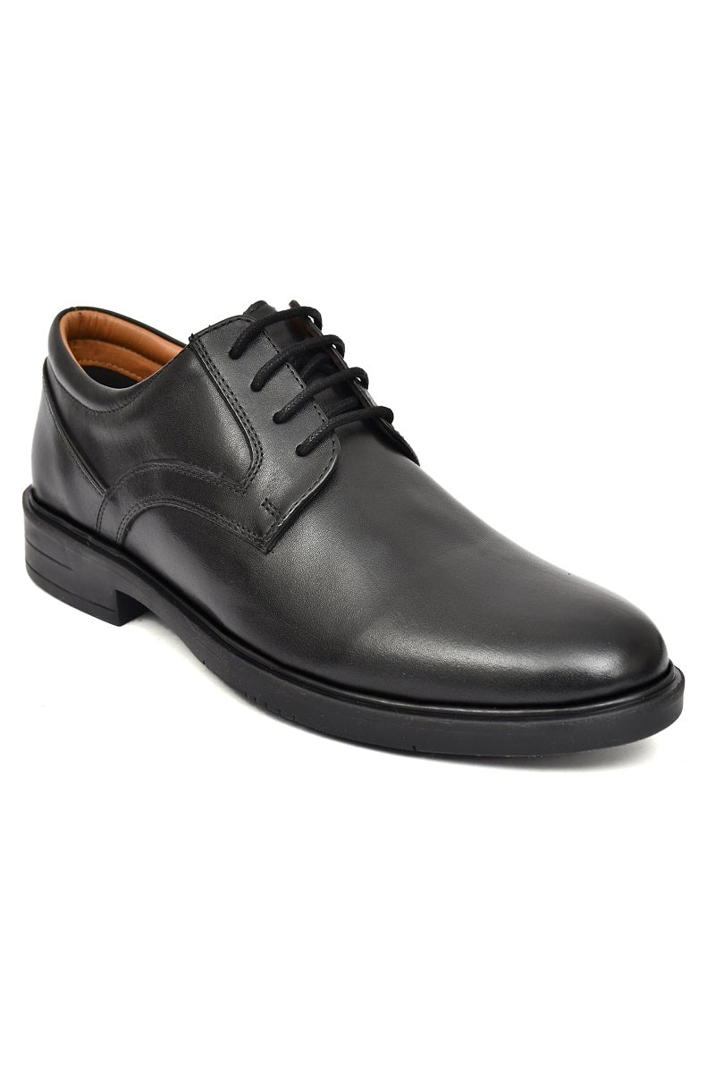 EZRO Classic Black Leather Lace-Up Derby Shoes for Men