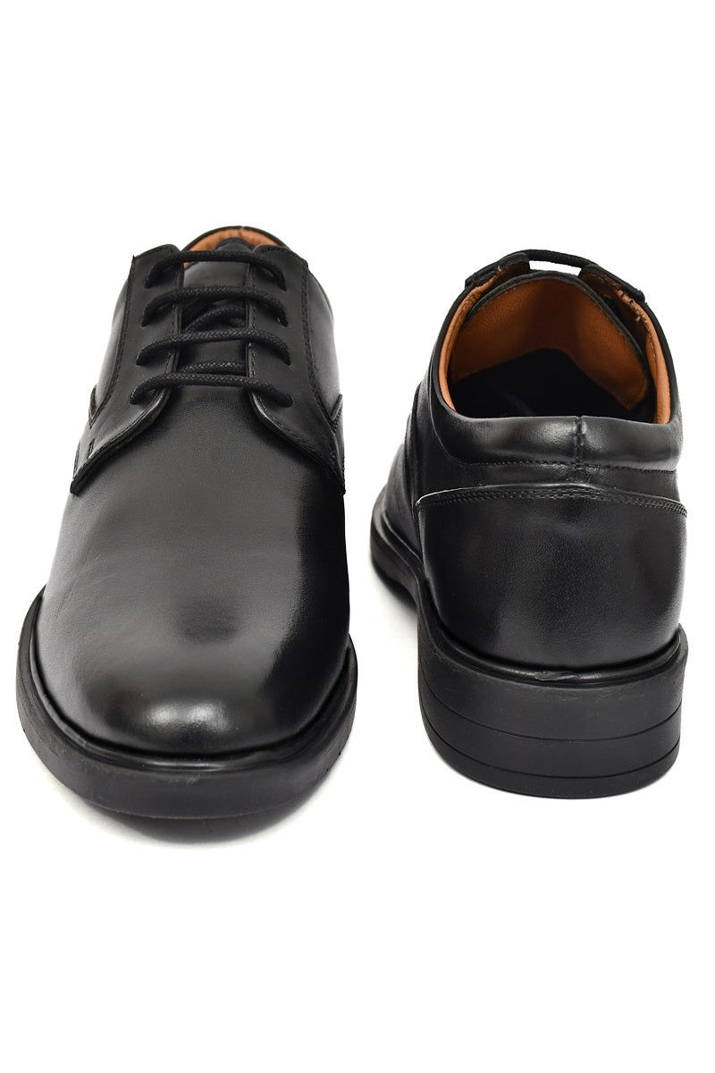 EZRO Classic Black Leather Lace-Up Derby Shoes for Men