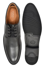 EZRO Classic Black Leather Lace-Up Derby Shoes for Men