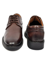 EZRO Classic Brown Leather Lace-Up Derby Shoes for Men