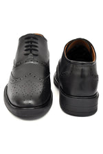 EZRO Men Black Genuine Leather Oxford Formal Shoes | Premium Wingtip Lace-Up Dress Shoes