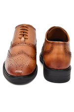 EZRO Men Tan Genuine Leather Derby Formal Shoes | Classic Lace-Up Office Dress Shoes
