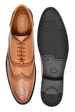 EZRO Men Tan Genuine Leather Derby Formal Shoes | Classic Lace-Up Office Dress Shoes
