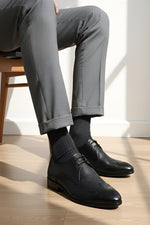 EZRO Men Premium Black Brogue Leather Shoes