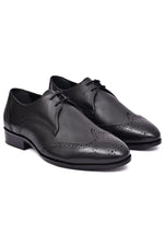 EZRO Men Premium Black Brogue Leather Shoes