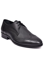 EZRO Men Premium Black Brogue Leather Shoes