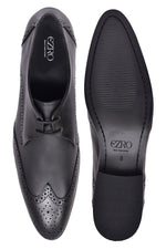 EZRO Men Premium Black Brogue Leather Shoes