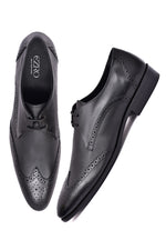 EZRO Men Premium Black Brogue Leather Shoes