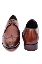 EZRO Men's Lace-Up Brown Leather Business Dress Shoes